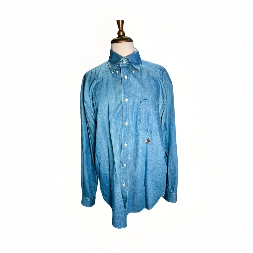 Tommy Hilfiger Casual Shirt Size M Vintage Men's 90's Button Down Business Shirt